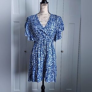 Blue & white floral mini dress